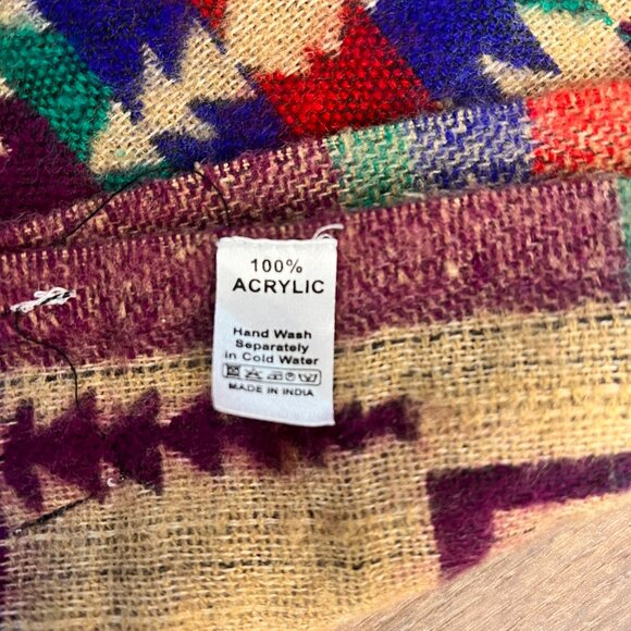 Mexicali Blues Reversible Tan Purple Western Indian Aztec Blanket Scarf - Picture 6 of 14